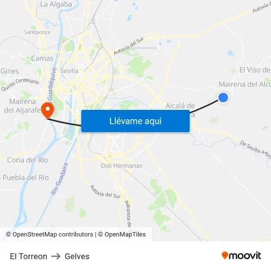 El Torreon to Gelves map