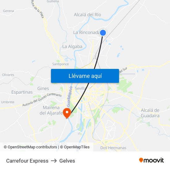 Carrefour Express to Gelves map