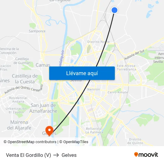 Venta El Gordillo (V) to Gelves map