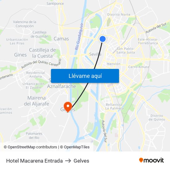 Hotel Macarena Entrada to Gelves map