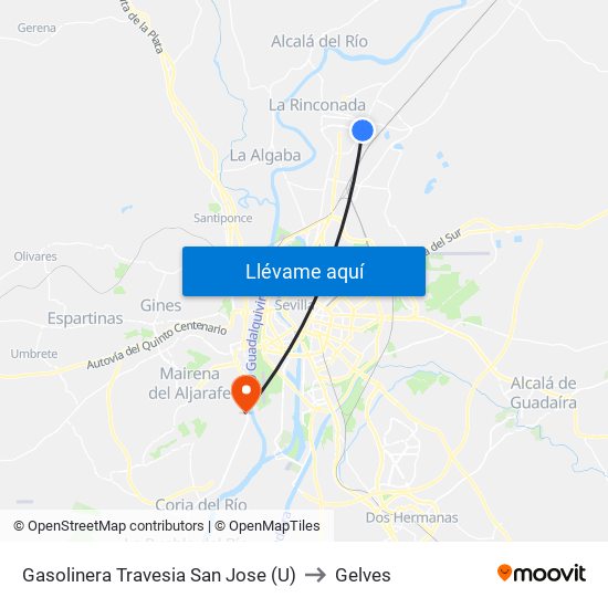 Gasolinera Travesia San Jose (U) to Gelves map