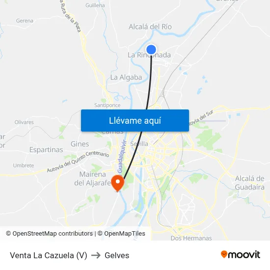 Venta La Cazuela (V) to Gelves map