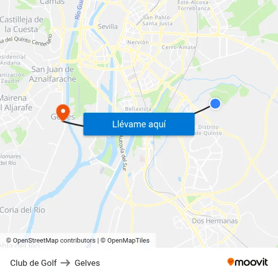 Club de Golf to Gelves map