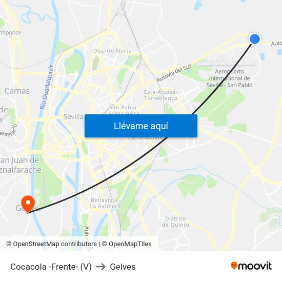 Cocacola -Frente- (V) to Gelves map