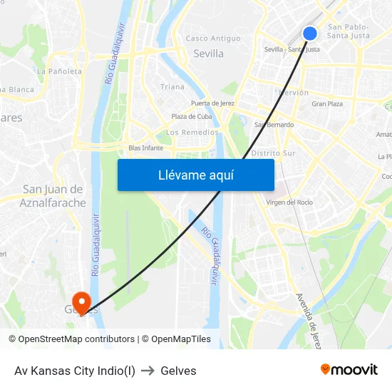 Av Kansas City Indio(I) to Gelves map