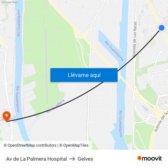 Av de La Palmera Hospital to Gelves map