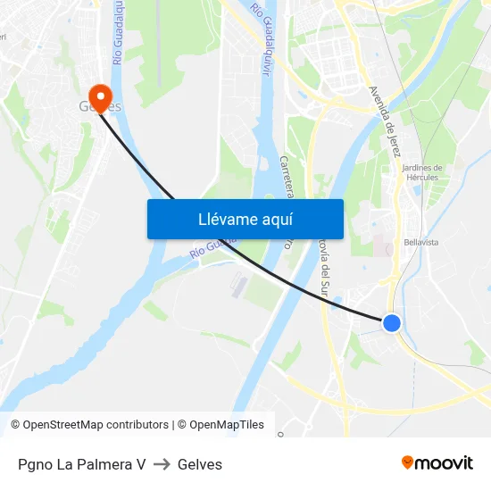 Pgno La Palmera V to Gelves map