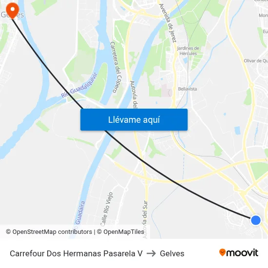 Carrefour Dos Hermanas Pasarela V to Gelves map