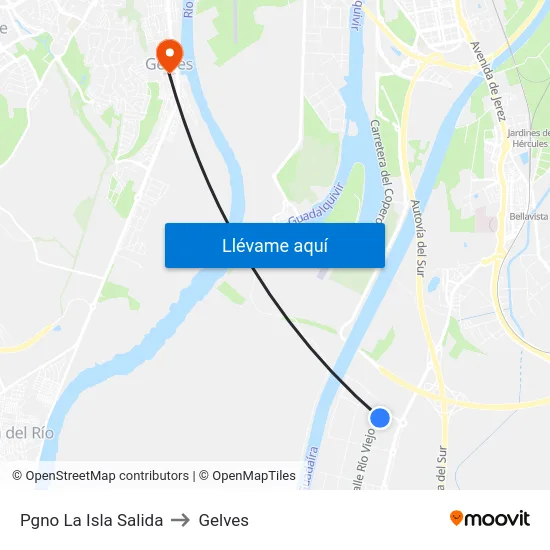 Pgno La Isla Salida to Gelves map