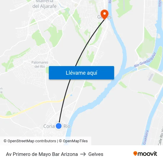 Av Primero de Mayo Bar Arizona to Gelves map