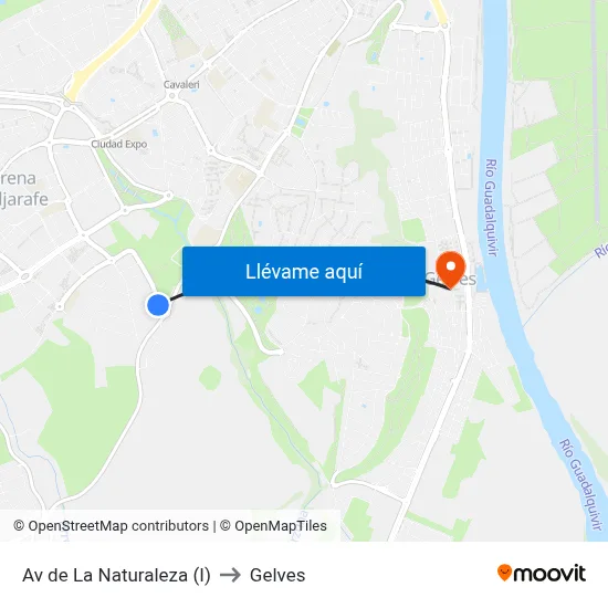 Av de La Naturaleza (I) to Gelves map
