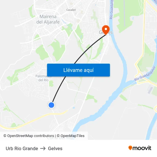 Urb Rio Grande to Gelves map