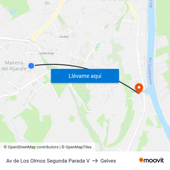 Av de Los Olmos Segunda Parada V to Gelves map