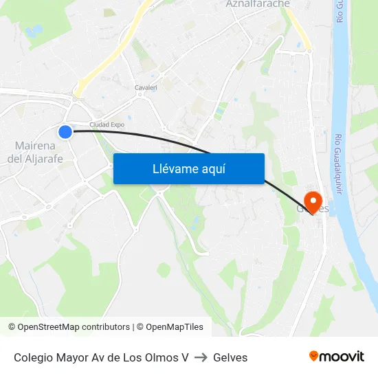 Colegio Mayor Av de Los Olmos V to Gelves map