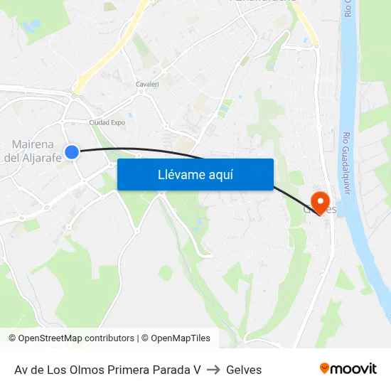 Av de Los Olmos Primera Parada V to Gelves map