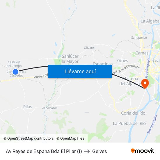Av Reyes de Espana Bda El Pilar (I) to Gelves map
