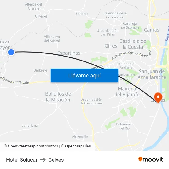 Hotel Solucar to Gelves map