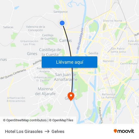 Hotel Los Girasoles to Gelves map