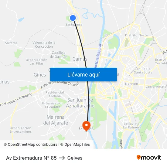 Av Extremadura Nº 85 to Gelves map