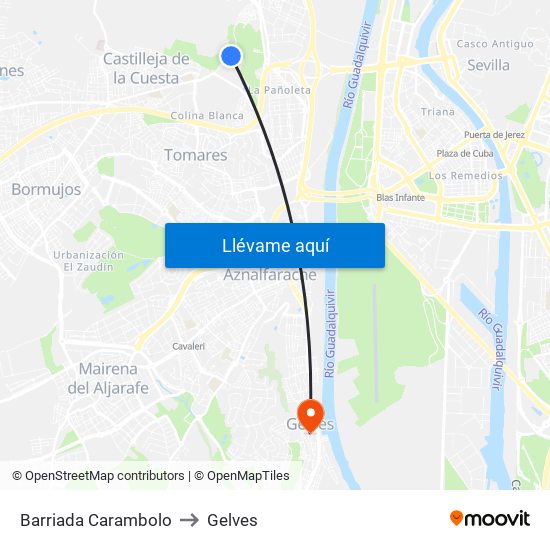 Barriada Carambolo to Gelves map