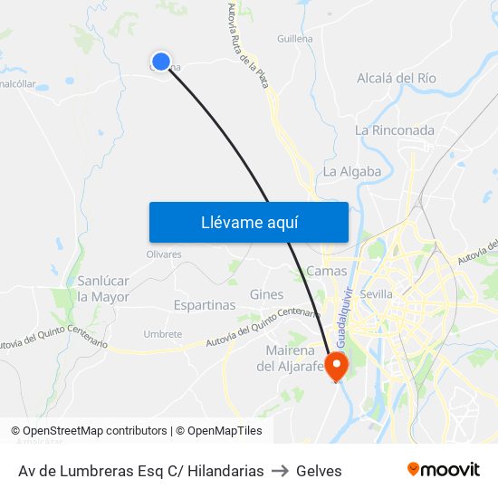 Av de Lumbreras Esq C/ Hilandarias to Gelves map