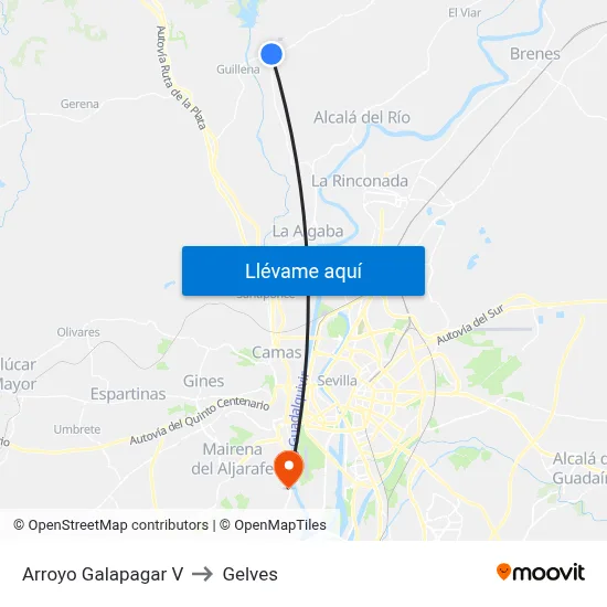 Arroyo Galapagar V to Gelves map
