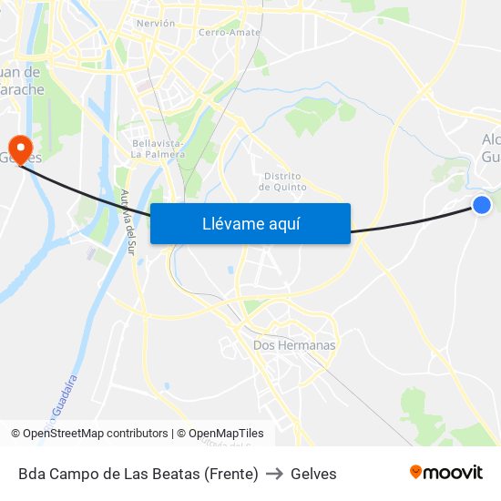 Bda Campo de Las Beatas (Frente) to Gelves map