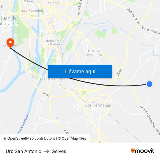 Urb San Antonio to Gelves map