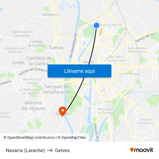 Navarra (Larache) to Gelves map