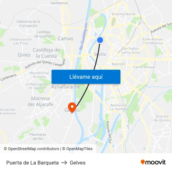 Puerta de La Barqueta to Gelves map