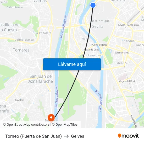 Torneo (Puerta de San Juan) to Gelves map