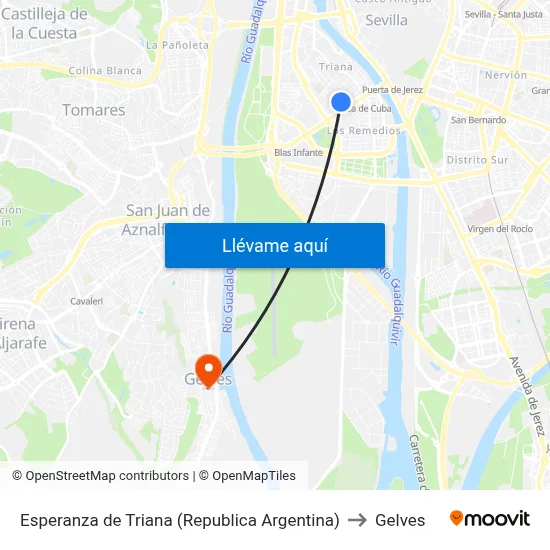 Esperanza de Triana (Republica Argentina) to Gelves map