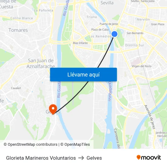 Glorieta Marineros Voluntarios to Gelves map