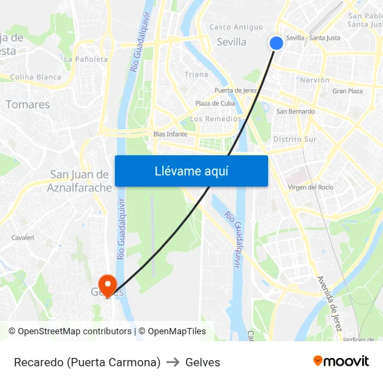 Recaredo (Puerta Carmona) to Gelves map