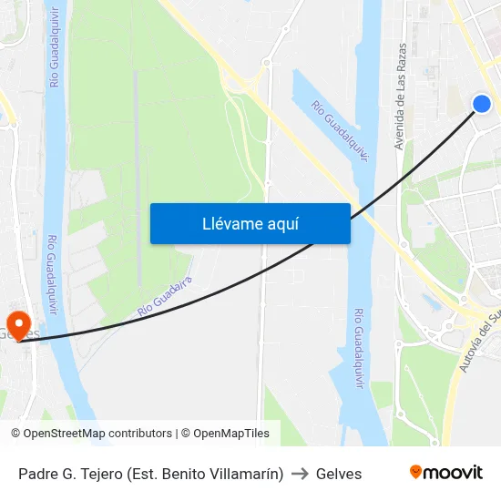 Padre G. Tejero (Est. Benito Villamarín) to Gelves map