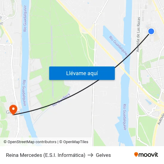 Reina Mercedes (E.S.I. Informática) to Gelves map