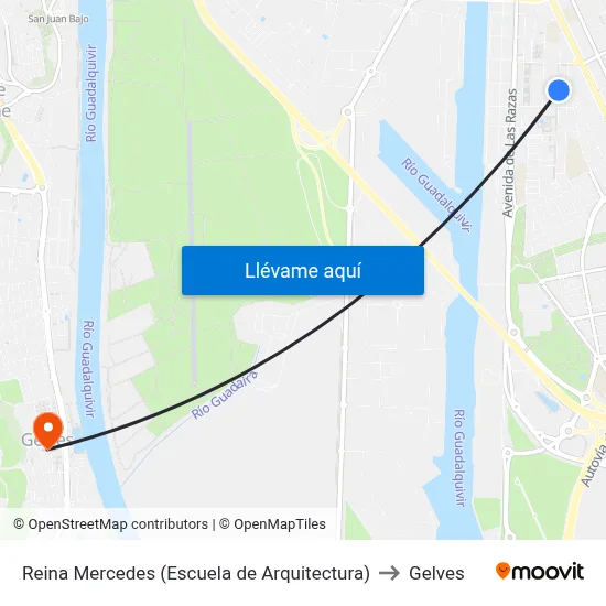 Reina Mercedes (Escuela de Arquitectura) to Gelves map