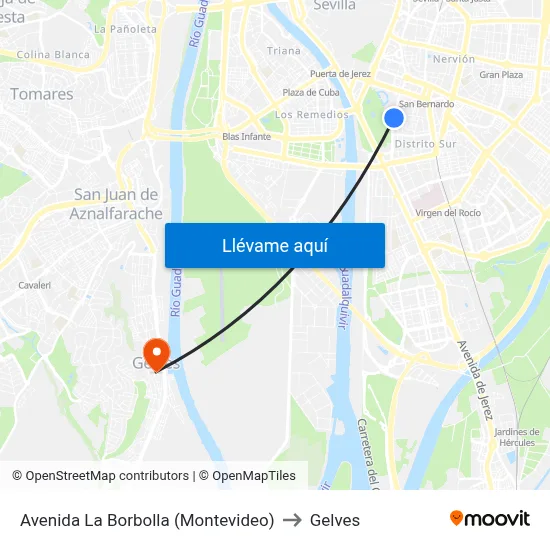 Avenida La Borbolla (Montevideo) to Gelves map
