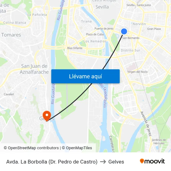 Avda. La Borbolla (Dr. Pedro de Castro) to Gelves map