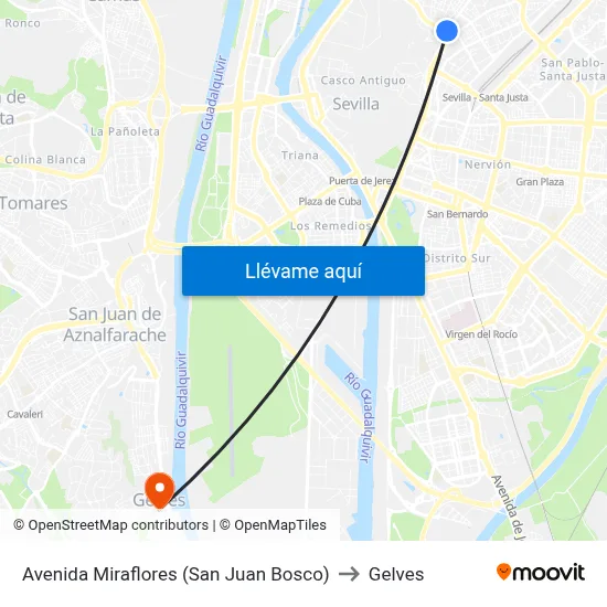 Avenida Miraflores (San Juan Bosco) to Gelves map