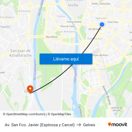 Av. San Fco. Javier (Espinosa y Carcel) to Gelves map