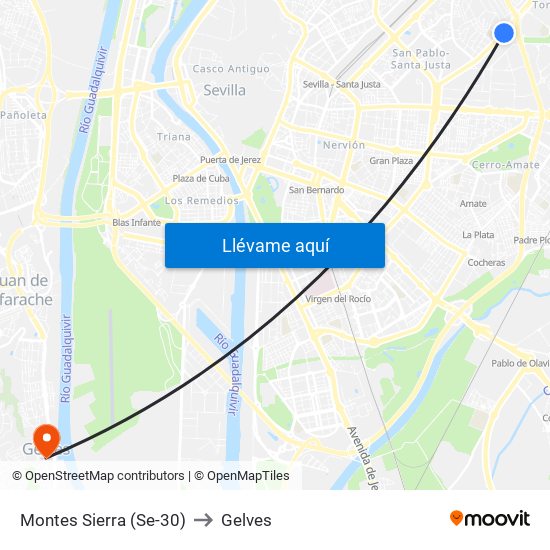 Montes Sierra (Se-30) to Gelves map