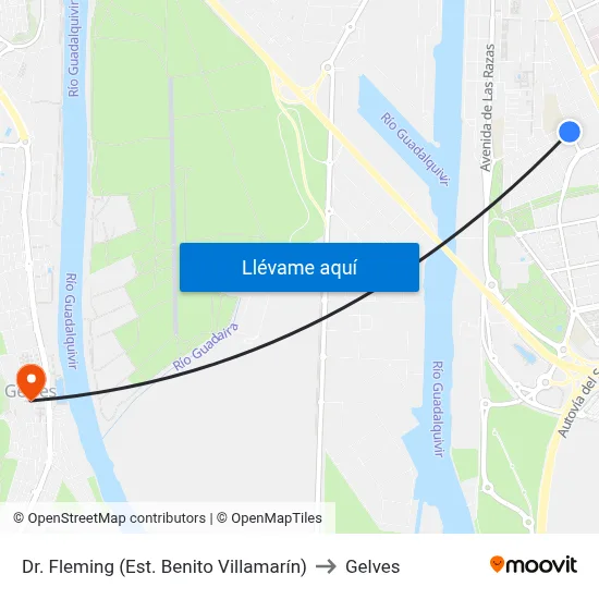 Dr. Fleming (Est. Benito Villamarín) to Gelves map