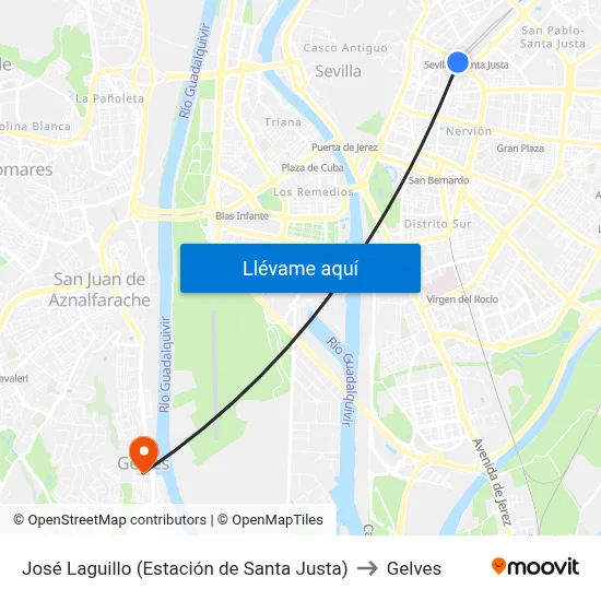 José Laguillo (Estación de Santa Justa) to Gelves map