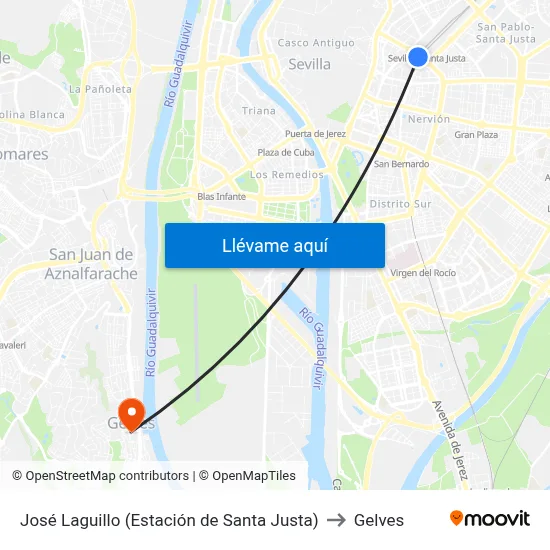 José Laguillo (Estación de Santa Justa) to Gelves map