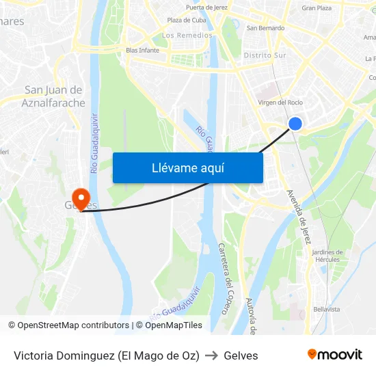 Victoria Dominguez (El Mago de Oz) to Gelves map