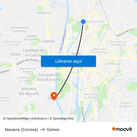Navarra (Corvina) to Gelves map