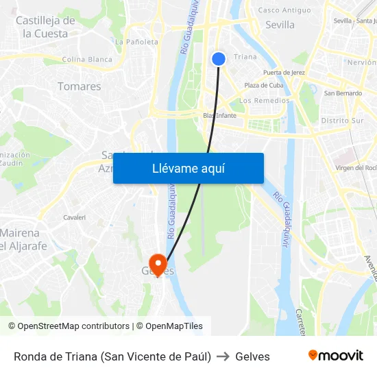 Ronda de Triana (San Vicente de Paúl) to Gelves map