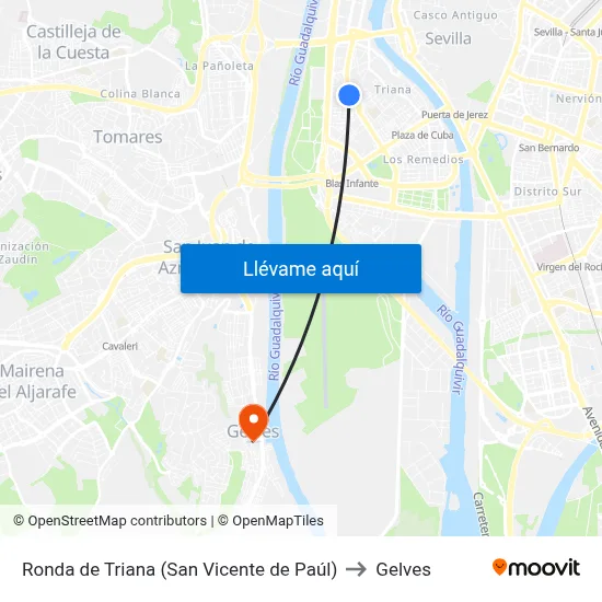 Ronda de Triana (San Vicente de Paúl) to Gelves map