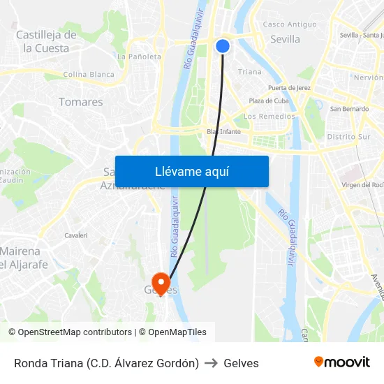 Ronda Triana (C.D. Álvarez Gordón) to Gelves map